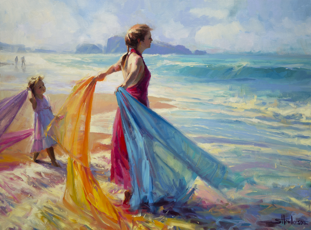 Into The Surf by Steve Henderson Oil ~ 30 x 40